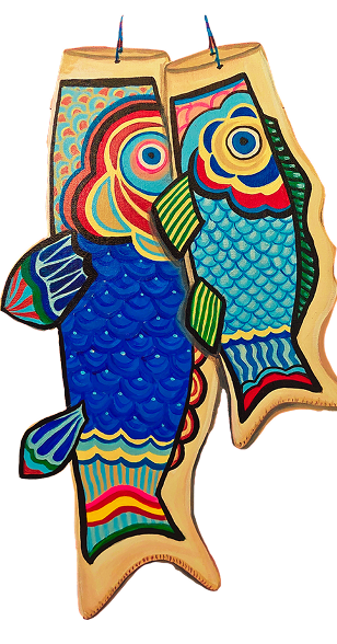 Fritlagte hængende fisk fra Kunstnær i Odense